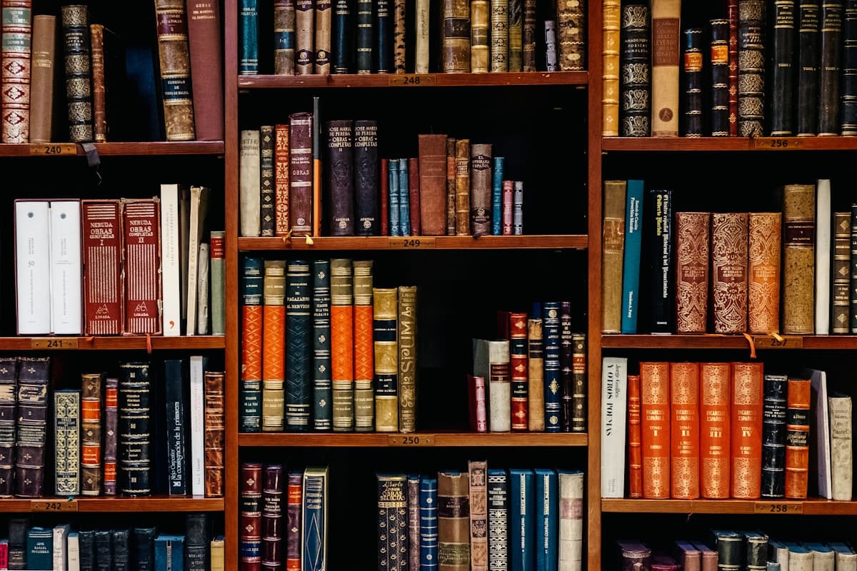 Shelves filled with beautifully bound books